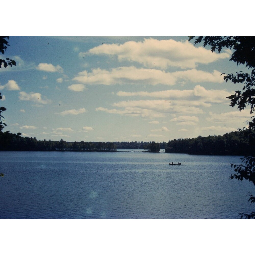 Kodak Slide 35mm 1940s Red Border,  serene perspective of Tomahawk Lake